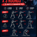 Femme pratiquant le shadowboxing avec des gants dans un espace d'entraînement lumineux.