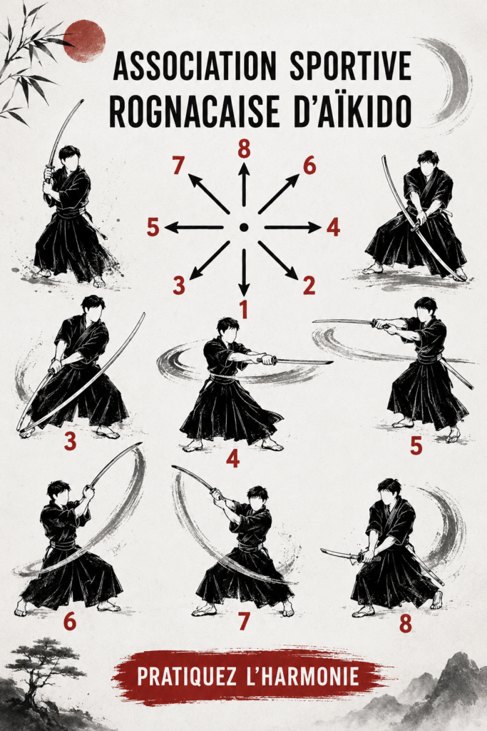 Pratiquants d'Aïkido utilisant un Bokken dans une salle d'entraînement à Rognac