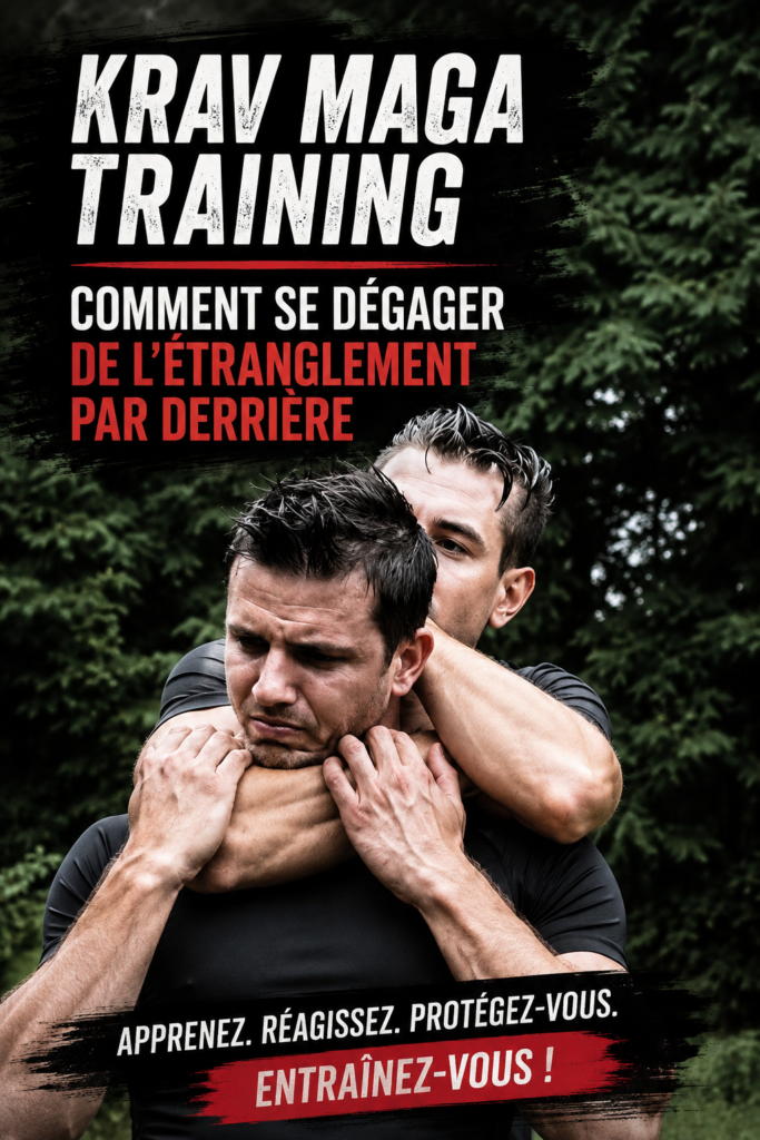 Femme pratiquant une technique de Krav Maga pour échapper à une prise arrière