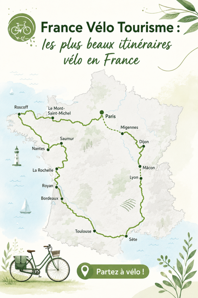Un groupe de cyclistes admirant le paysage français sur un chemin de forêt
