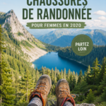 Femme en plein sentier de randonnée avec des chaussures adaptées