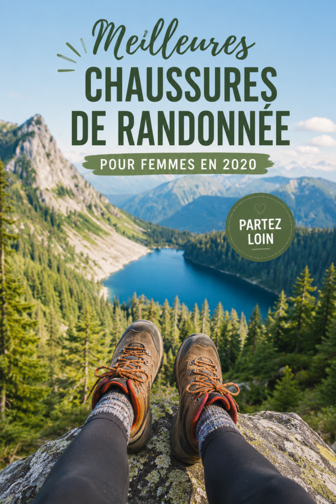 Femme en plein sentier de randonnée avec des chaussures adaptées