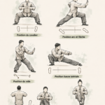 Un instructeur de Kung-fu montrant les positions de base dans un dojo.