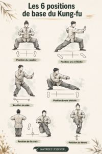Un instructeur de Kung-fu montrant les positions de base dans un dojo.