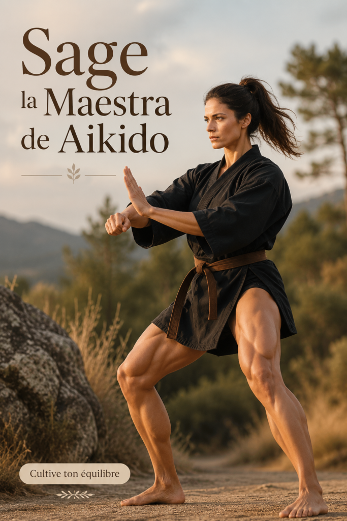 Maître Aikido en pleine démonstration d'une technique de douceur et d'harmonie
