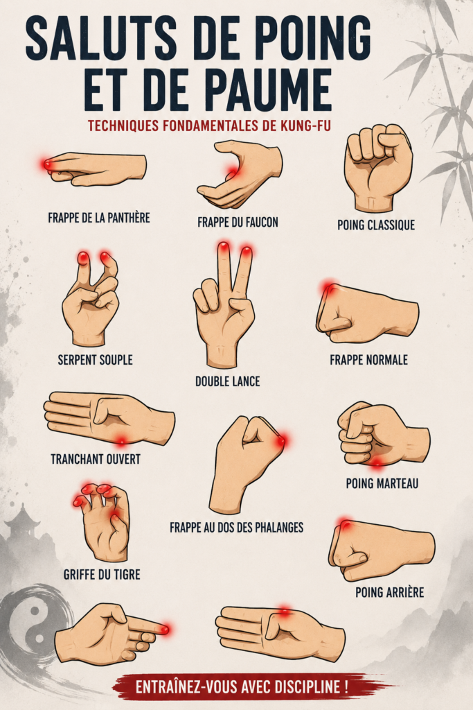 Une femme pratique le salut Fist & Palm en Kung Fu dans un environnement paisible.