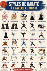 Image illustrant différents styles de karaté dans le monde
