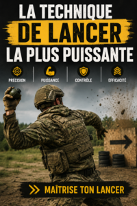 Femme entraînant sa technique de lancer avec des accessoires sportifs.