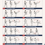 Femme pratiquant le Taekwondo, exécutant un coup de pied avec détermination.