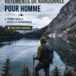 Femme en tenue de randonnée colorée sur un sentier montagneux.
