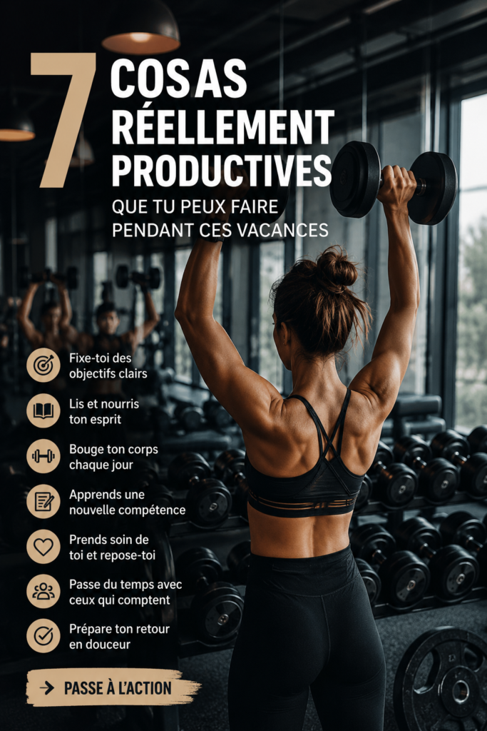 Femme heureuse lisant un livre en vacances, symbolisant le développement personnel.