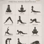 Femme pratiquant le yoga dans son salon, représentant le bien-être et la sérénité.