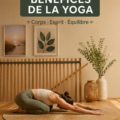 Femme pratiquant le yoga dans un environnement calme et serein, symbolisant le bien-être et l'équilibre.