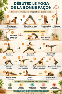 Femme pratiquant le yoga dans un parc, illustrant les bienfaits du yoga pour débutants
