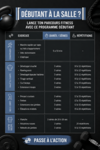 Femme souriante s'entraînant au gymnase, illustrant un début de parcours fitness.