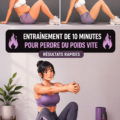 Femme effectuant un entraînement rapide de 10 minutes à la maison pour perdre du poids.