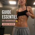 Femme souriante réalisant des exercices d'abdominaux dans un salon lumineux, lors d'une séance de fitness à domicile.
