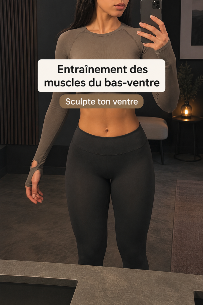 Femme effectuant un exercice pour tonifier ses abdos inférieurs sur un tapis de yoga.