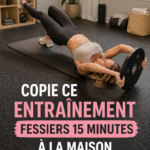 Femme s'entraînant à la maison, exécutant des mouvements pour tonifier ses fessiers