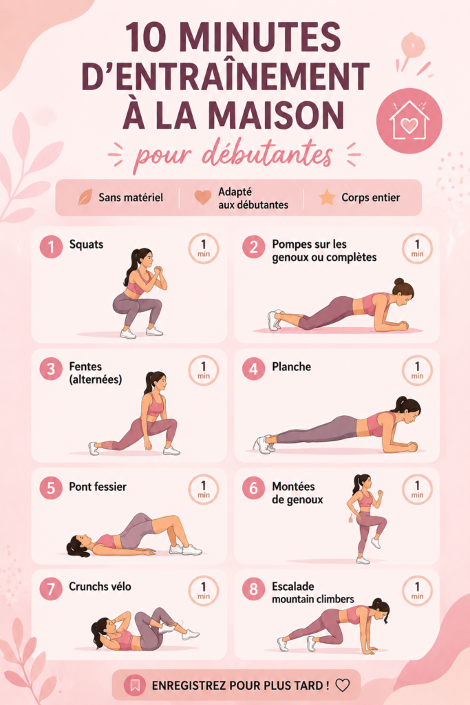 Femme faisant des exercices de fitness dans son salon pour brûler des graisses.