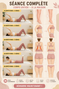 Femme effectuant des exercices complets à domicile