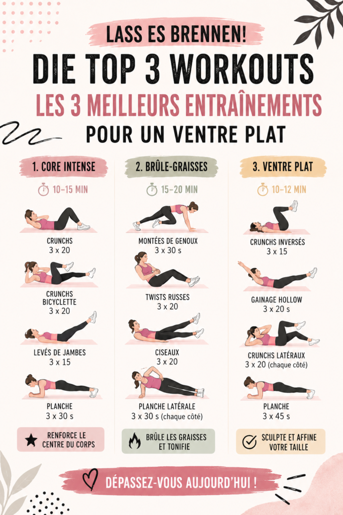 Femme faisant des exercices de fitness pour un ventre plat à la maison.
