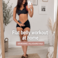 Femme faisant des exercices au sol pour un ventre plat à la maison