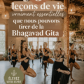 Couverture d'un livre avec des illustrations inspirantes de la Bhagavad Gita.