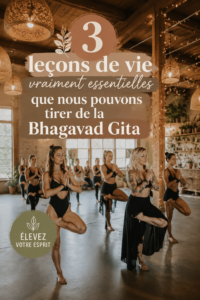 Couverture d'un livre avec des illustrations inspirantes de la Bhagavad Gita.
