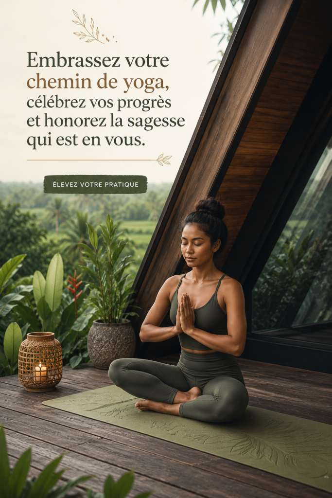 Femme faisant du yoga dans un cadre naturel, illustrant la pratique et l'harmonie intérieure.