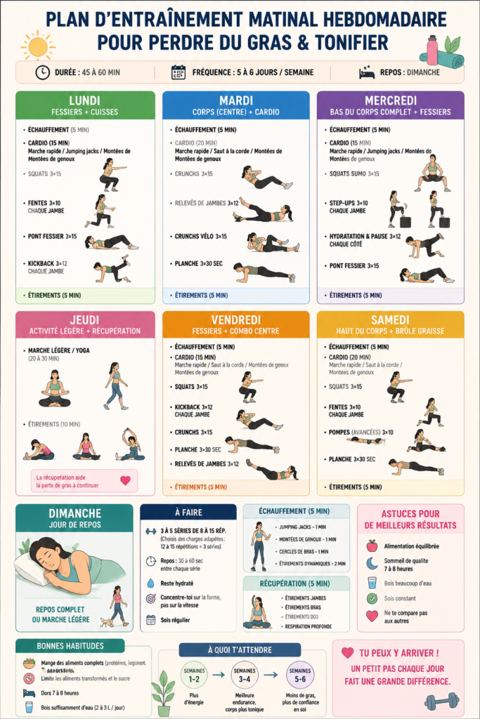 Femme effectuant un exercice matinal dans un parc, idéale pour un entraînement de perte de poids.