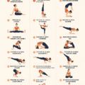 19 postures avancées de yoga sur un tapis, illustrant la progression et la force.