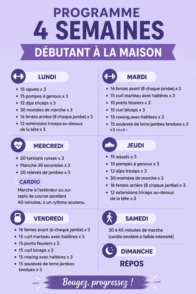 Femme s'entraînant à la maison avec un tapis de yoga.
