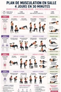 Femme réalisant une séance de gym de 30 minutes