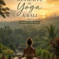 Femme pratiquant le yoga sur une plage de Bali au coucher de soleil