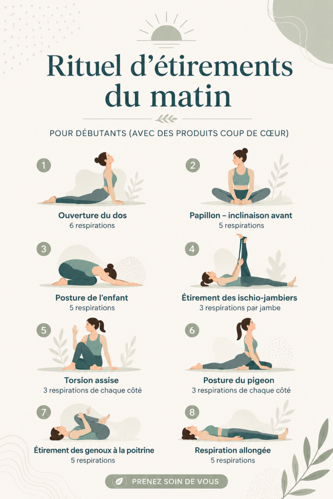 Femme pratiquant des étirements matinal dans un espace tranquille