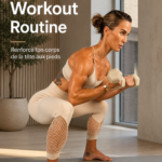 Femme réalisant une routine de fitness complète dans son salon