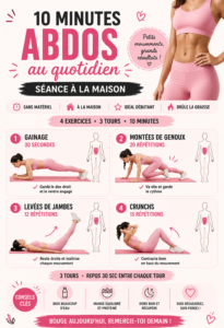 Femme en train de faire un entraînement d'abdos de 10 minutes.