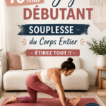 Femme pratiquant le yoga sur un tapis, assouplissant son corps en pleine détente