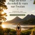 Séance de yoga matinal sur la plage avec vue sur l'océan au Portugal