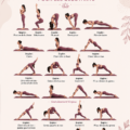 Femme pratiquant des poses de yoga Vinyasa sur un tapis, illustrant la flexibilité et le bien-être.