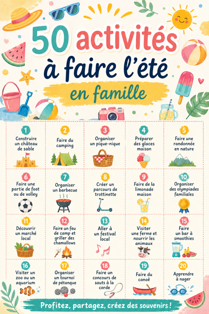 Famille souriante profitant d'une activité estivale en plein air
