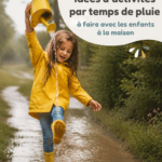 Des enfants s'amusant en jouant à des jeux d'intérieur pendant une journée pluvieuse.