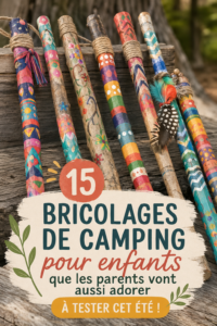 Enfants s'amusant autour d'une table en plein air en réalisant des crafts créatifs
