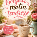 Une tasse de thé chaud sur une table du matin, baignée de lumière douce, évoquant la tendresse.