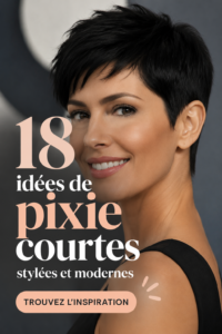 Une femme avec une coupe pixie courte et stylée, confiante et moderne.