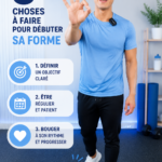 Femme souriante dans un environnement de fitness à la maison, prête à commencer son parcours sportif.