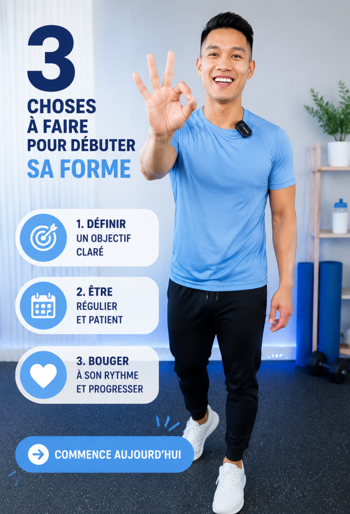 Femme souriante dans un environnement de fitness à la maison, prête à commencer son parcours sportif.