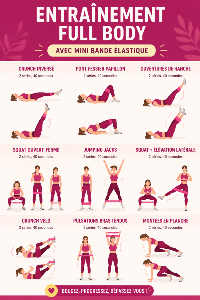 Femme s'entraînant avec des bandes de résistance pour un workout complet