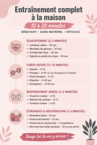 Femme en train de s'exercer à domicile sans matériel